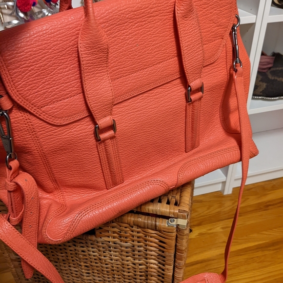PHILLIP LIM 3.1 Textured Calfskin Large Pashli Satchel Coral - Picture 8 of 16